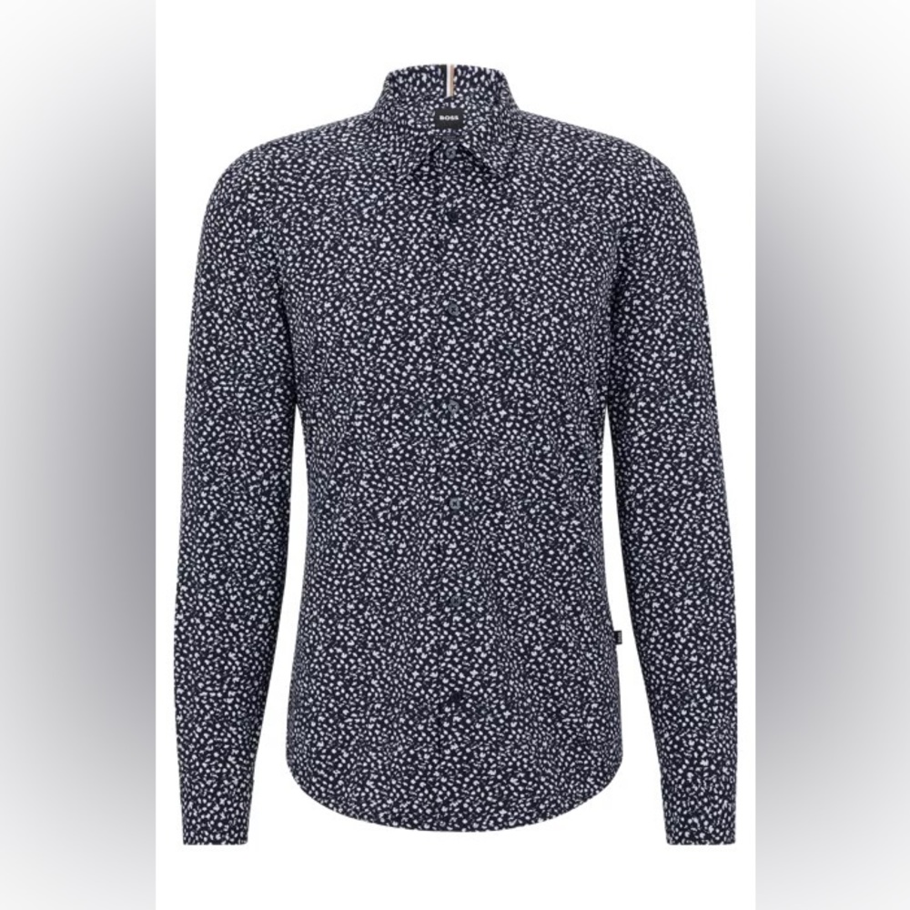 HUGO BOSS SLIM-FIT SHIRT IN PRINTED PERFORMANCE-STRETCH JERSEY - worn once